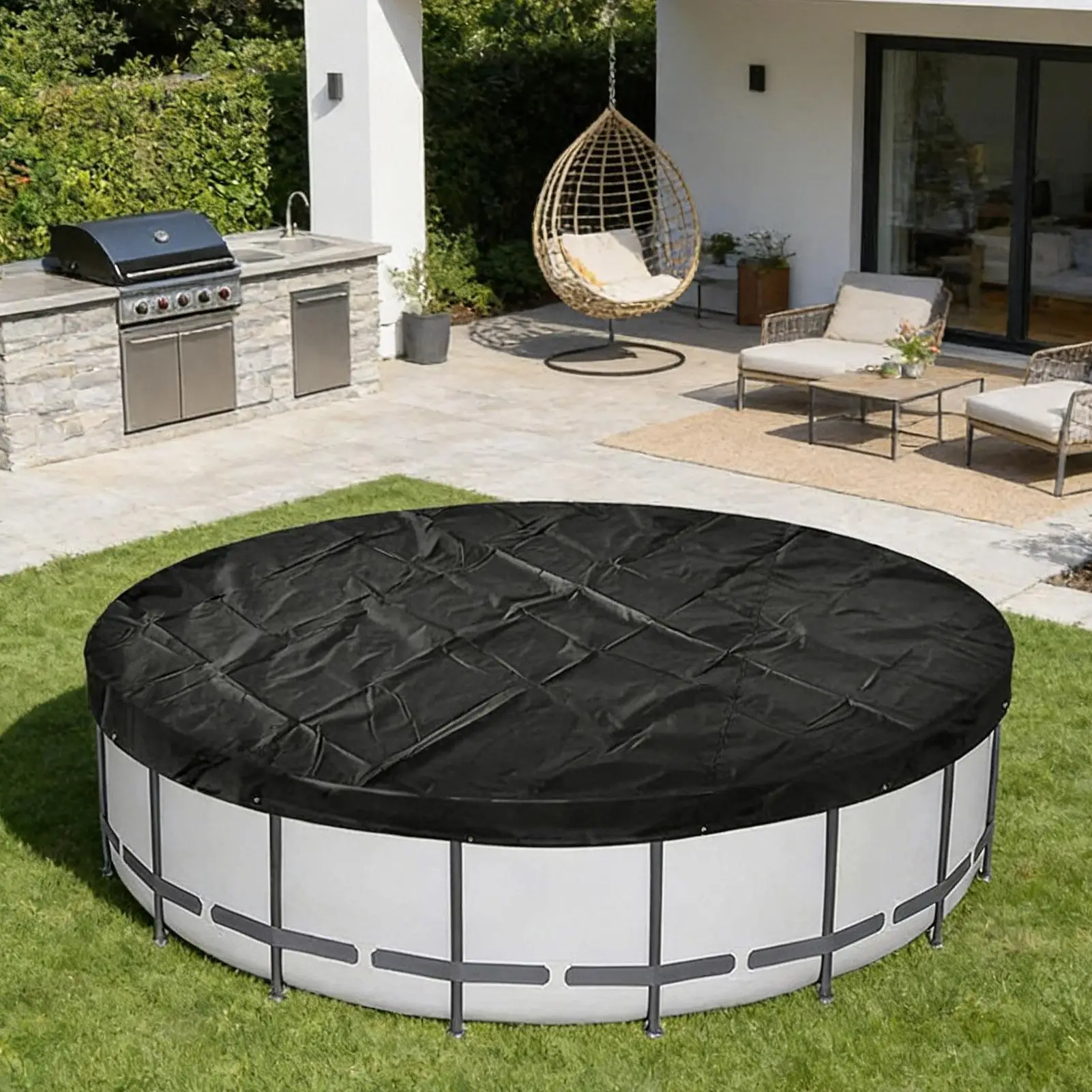 

Складное покрытие для бассейна из Оксфордской ткани с регулируемым шнуром, защитное покрытие для наземных и встраиваемых бассейнов, для улицы, двора, дома