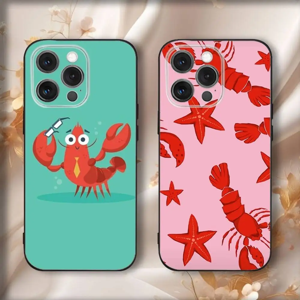 

Cartoon Lobster Phone Case For iPhone16,15,14,13,12,11,Pro,Max,Plus,X,XS,SE4,E,Mini,Soft Black Case