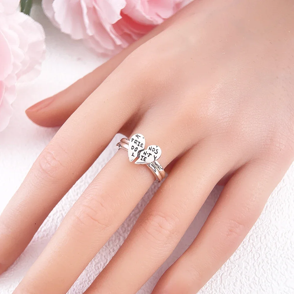 Sterling Silver 925 Villain Evil Love Eternal Ring Shiny Heart Zircon Suitable for Women Exquisite Fine Jewelry Party Gifts