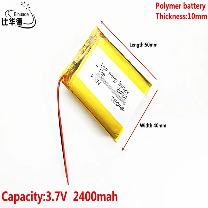 3,7 V, 2400mAH 104050   Bateria de íon de lítio/li-ion de polímero para cortinas inteligentes GPS LED luz controle remoto célula recarregável