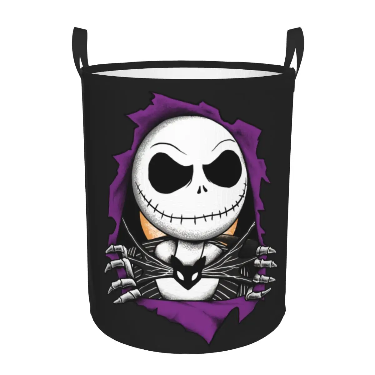 Custom Halloween Horror Skull Jack Kids Cartoon Christmas Laundry Basket Foldable Clothes Hamper for Baby Kids Toys Storage Bin