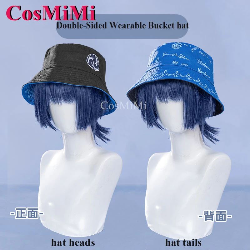 【EM ESTOQUE】CosMi Genshin Impact Scaramouche/Wanderer Hat Cosplay Tiansheng Skin Fashion Item Chapéu de balde vestível de dupla face