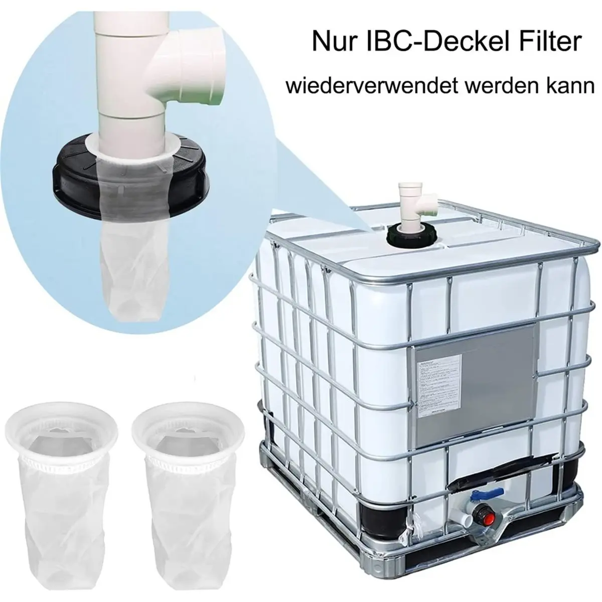 Home Tool IBC Water Tank Breathable Nylon Filter Multifunctional Rain Water Filter for Venting Ton Bucket Plastic Cover 2 Pieces