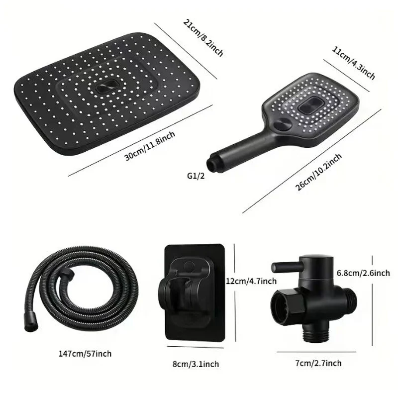 Luxurious Dual Shower Head Combo - High Pressure, Adjustable Rainfall & Handheld Spray, Modern Bathroom Decor