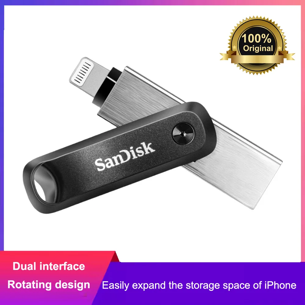 SanDisk iXpand clé USB Go SDIX60N 128GB 256GB USB3.0 disque clé USB U disque OTG connecteur foudre pour iPhone/PC