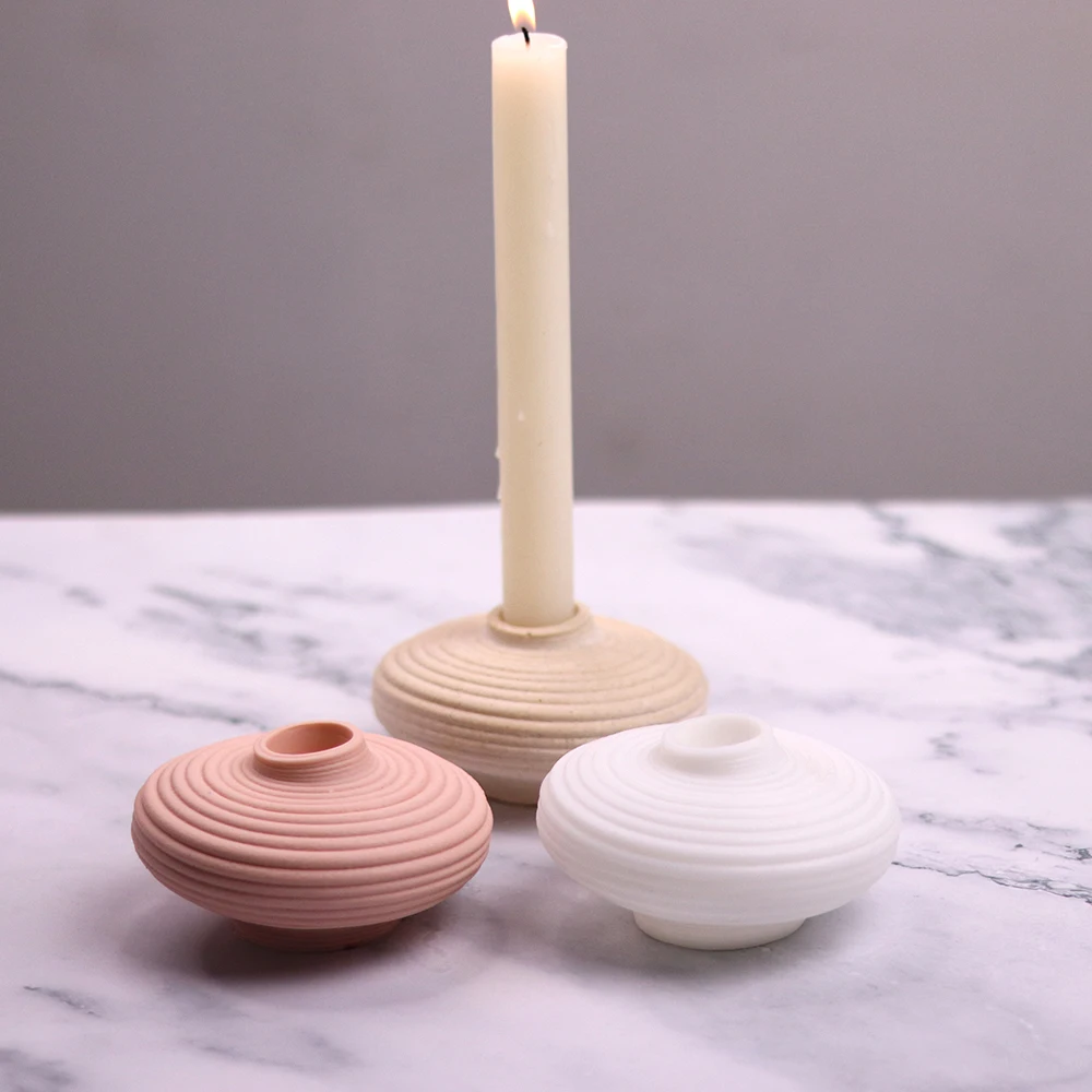 

Creative Candle Holder Silicone Mold, Concrete Cement Gypsum Mould for Casting Candlestick DIY Home Decoration Flower Vase