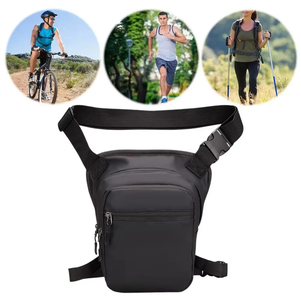 Large Capacity Cycling Drop Leg Bag Zipper PU Leather Multi-Function Fanny Pack Durable Adjustable Travel Chest Bag Hiking