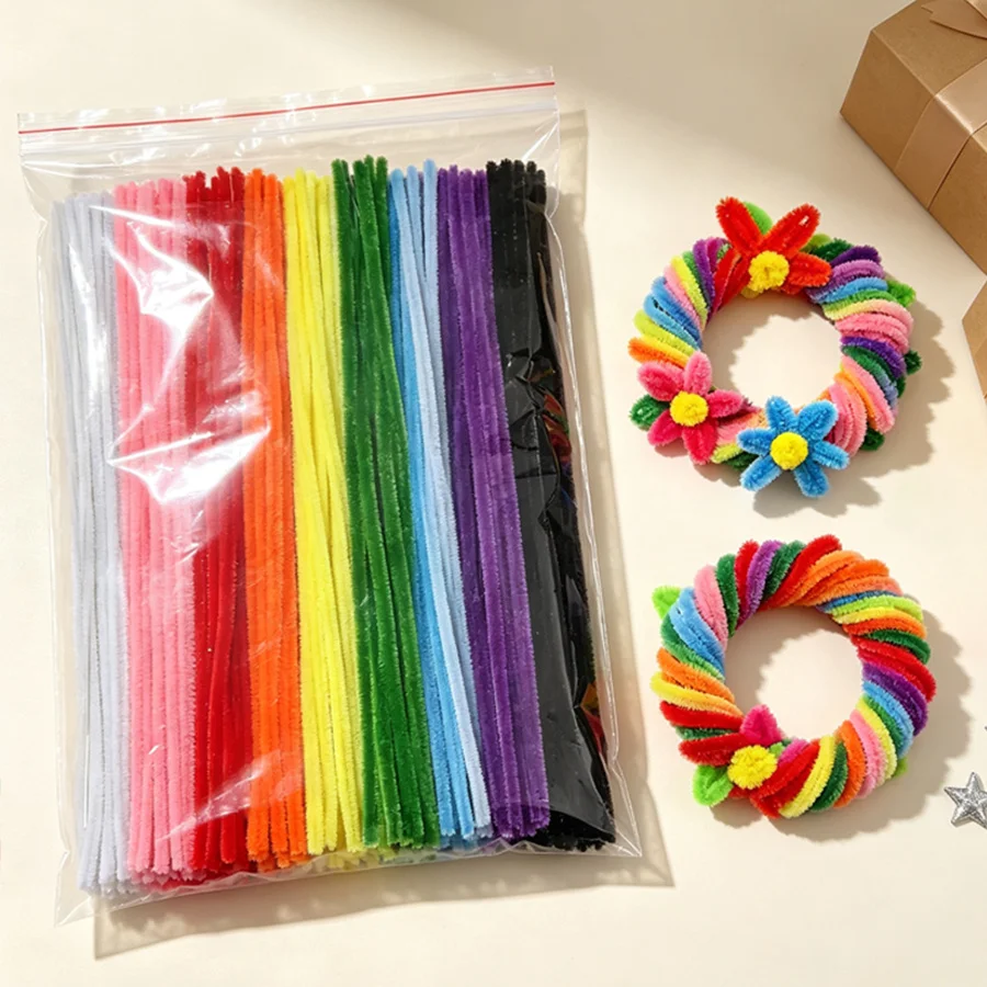 50/135/255/355pcs DIY Craft Chenille Stems, Soft Pipe Cleaners Assorted Bright Colors, Bendable Fuzzy Sticks for Handmade XJM