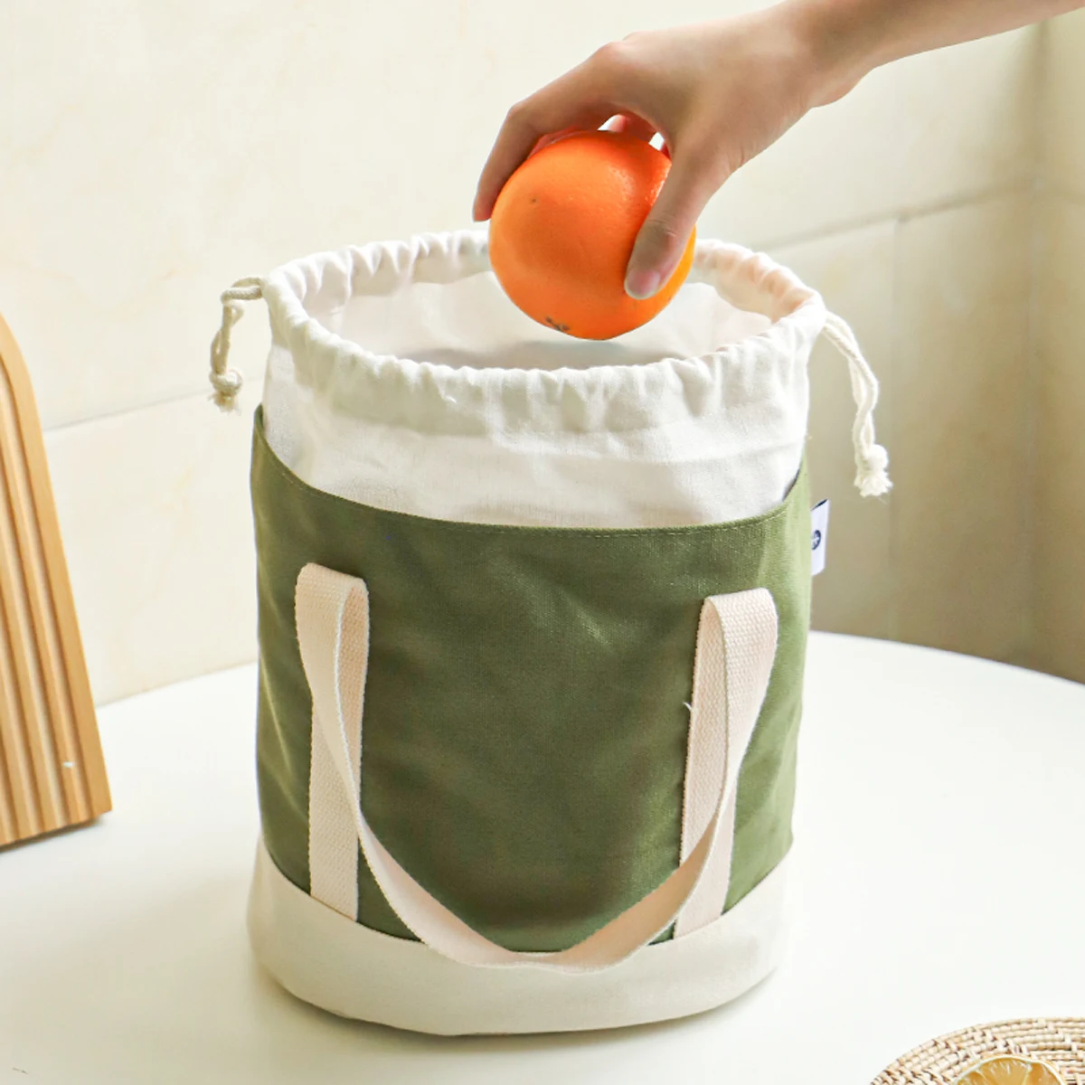 Japanische, verstärkte, strapazierfähige Lunchtasche aus Canvas, tragbare Lunchtasche, tragbare Lunchtasche für Schüler und Büroangestellte. – Detail 8