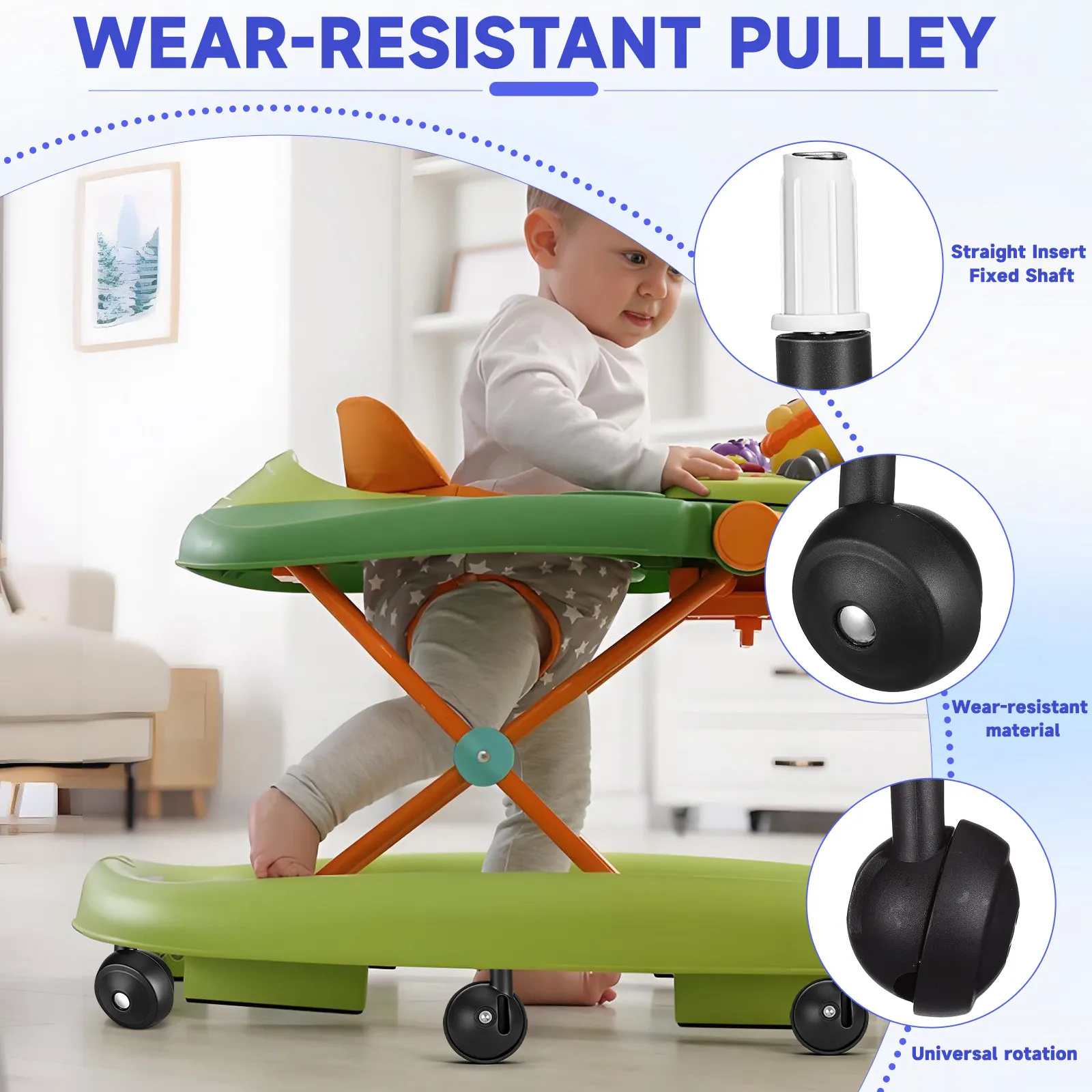 

4pcs Baby Walker Wheels Smooth Swivel Casters Replacement for Walker Accessories Trend Stroller Wheels for Baby Learning to Walk