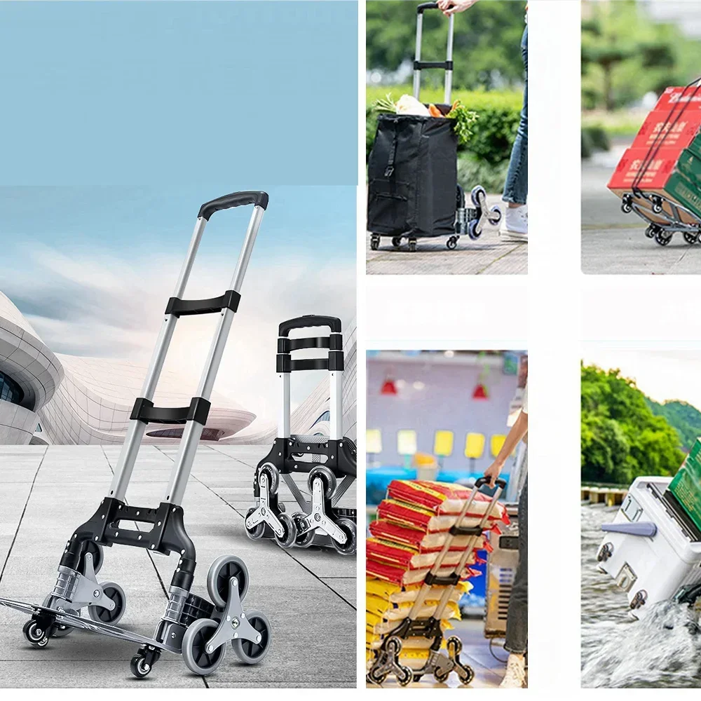 stair climbing trolley Folding Aluminum Alloy Trolley For Upstairs Cargo With Wheels Lightweight Climbing Travel Folded Trolleys