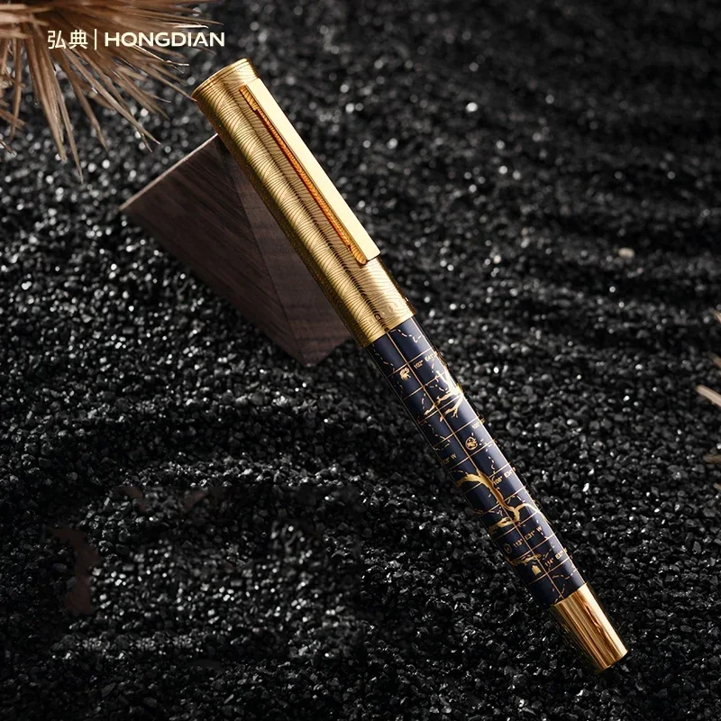 Hot New Hongdian The Yellow River 1868 Fountain Pen Student Art Retro Men's High End Writing Pen Office Writing Gift Ink Pattern