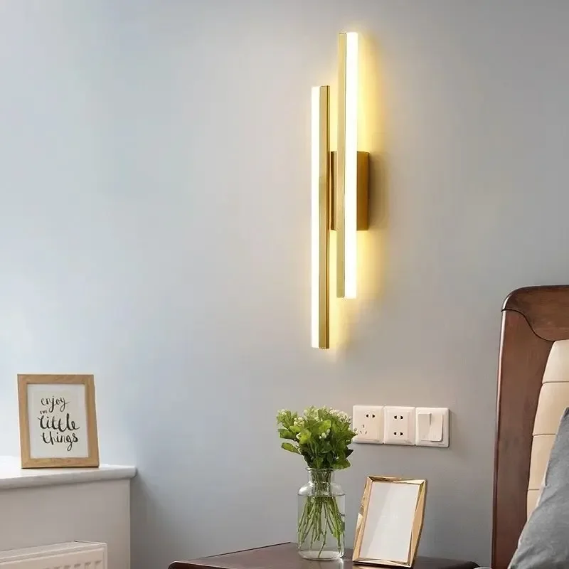 Wall Lamp Bedroom Wall Sconces Copper Line Pipe Acrylic Lampshade Indoor Lighting Fixture for Living Room Corridor Hallway