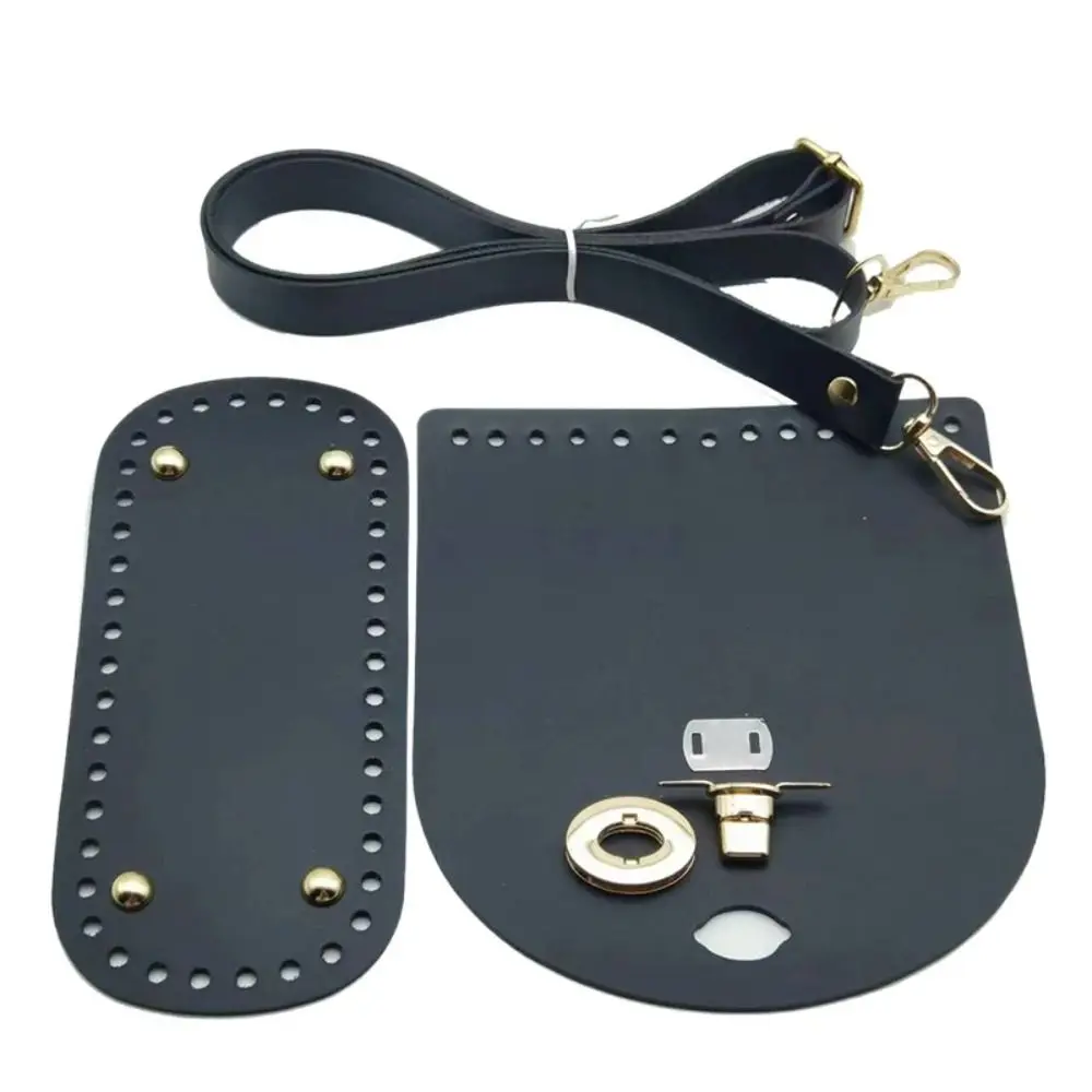 3Pcs/Set Solid Color Leather Shoulder Bag Strap Bottom Replacement PU DIY Bag Accessories Handmade Hardware Accessories