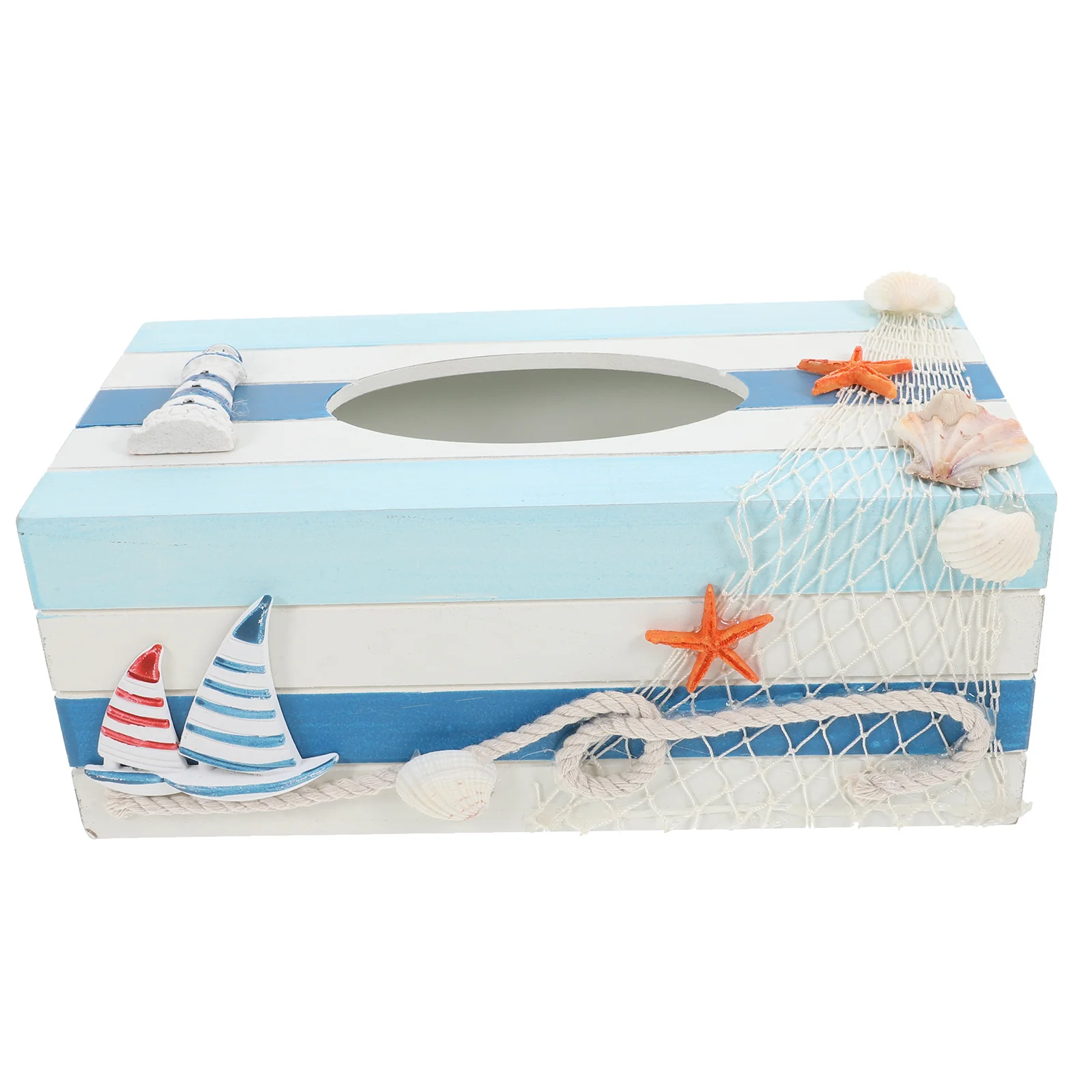 

1pc Decorative Tissue Box Wooden Mediterranean Style Storage Container For Home Office Hotel Use Wood Craft Organizer