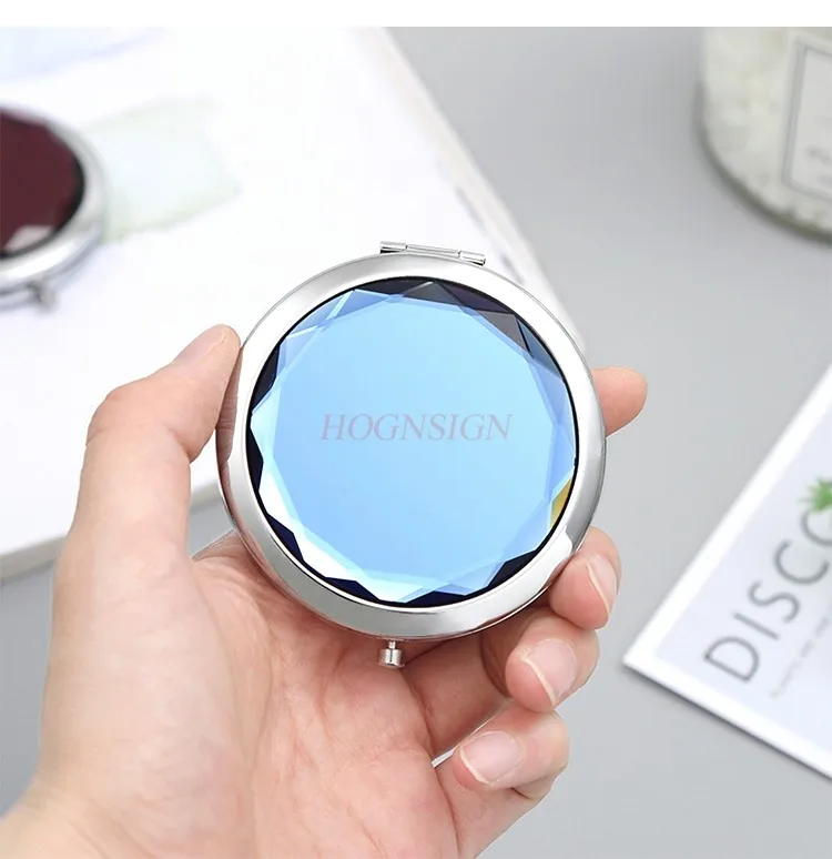 Miroir de maquillage en cristal Portable et Portable, Mini miroir créatif, mignon, rabattable, Double pli, rond