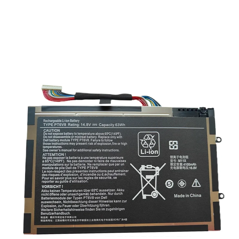 Laptop Battery PT6V8 for DELL Alienware M11x M14x R1 R2 R3 P18G T7YJR 8P6X6 08P6X6 P06T 14.8V 63WH