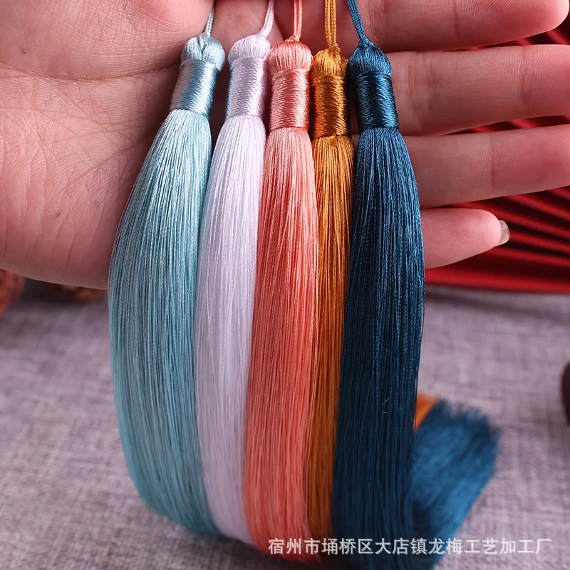 20cm Solid Color Ice Silk Anti-crease Tassel Spike DIY Handmade Material Antique Hair with Cheongsam Pressing Flap Hanging Spike