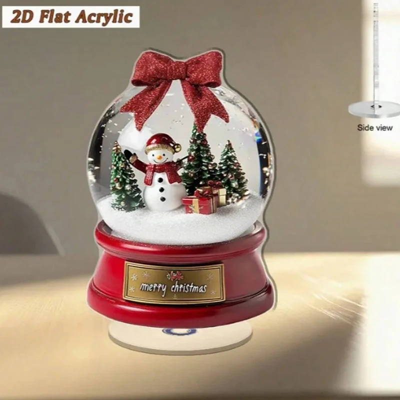 360 دوران 2D الاكريليك الشتاء دُولابٌ دَوّار منزل الثلج عيد الميلاد مهرجان ديكور سطح المكتب زخرفة 2026 عيد الميلاد نافيداد هدايا الحفلات