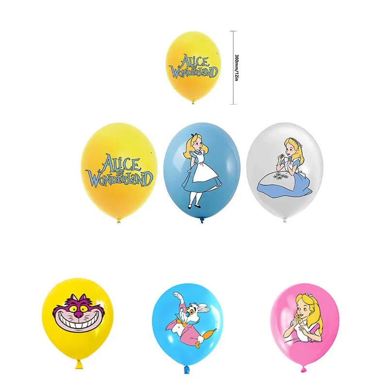 

12pcs cartoon Alice in Wonderland latex Balloon Kid Birthday Party supplies festival Decoration Ballon Kindergarten Baby Shower