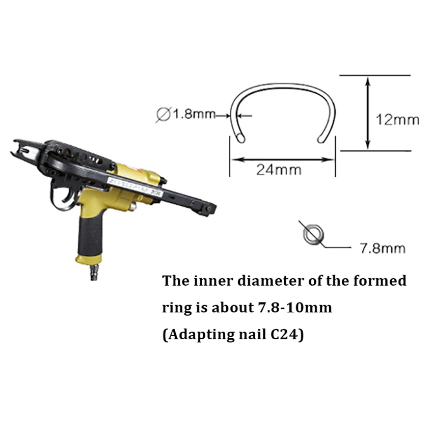 Imagem -06 - Série Pneumática c Anel Nailer Gaiola Grampeador Prego c Anel Alicate Ferramenta ar C-tipo Máquina Nailer Pistola de Pregos Pneumática Sc7e