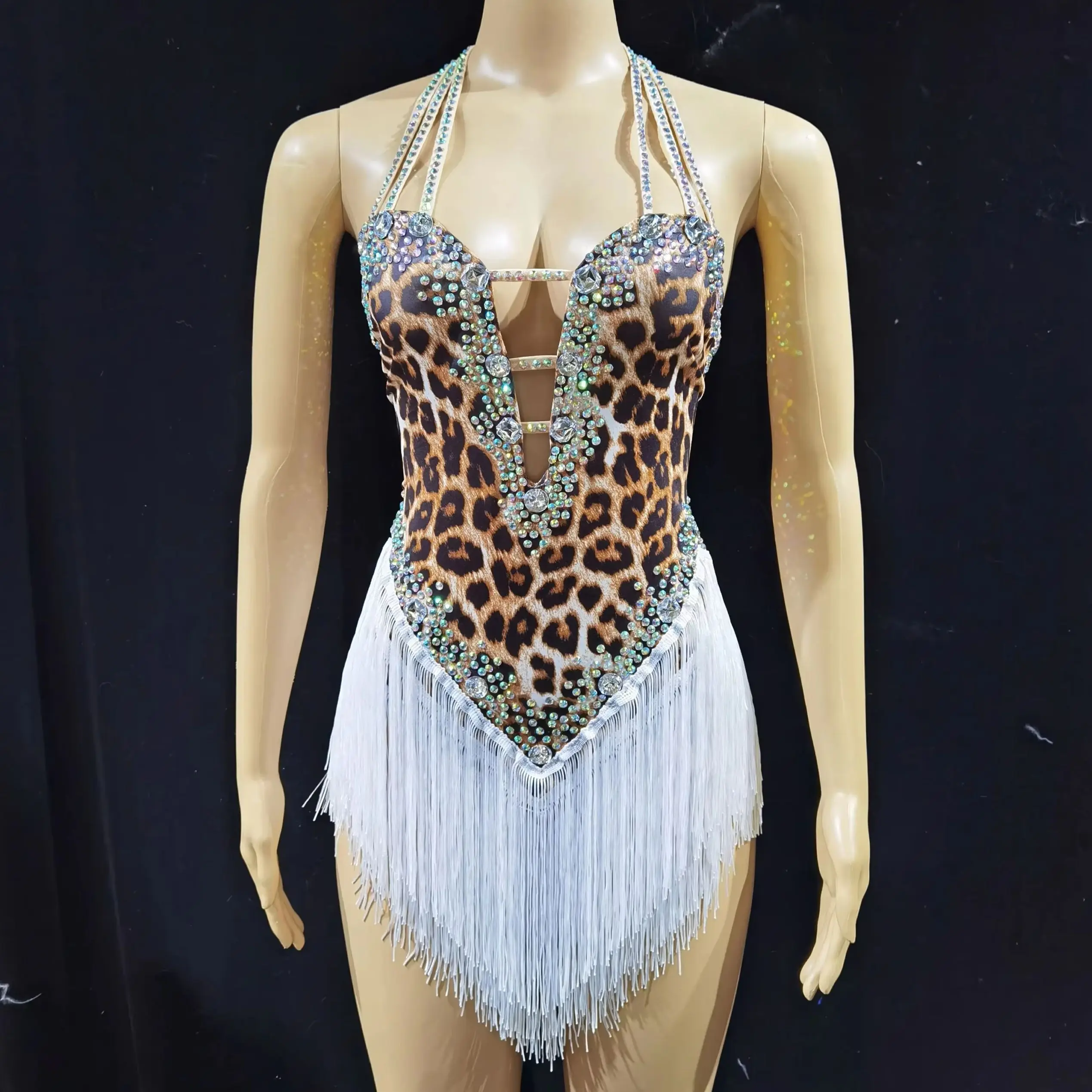 

Diamond One Shoulder Sexy Mesh Elastic Wrap Hip Short Skirt Singer Model Nightclub Bar Performance Clothing