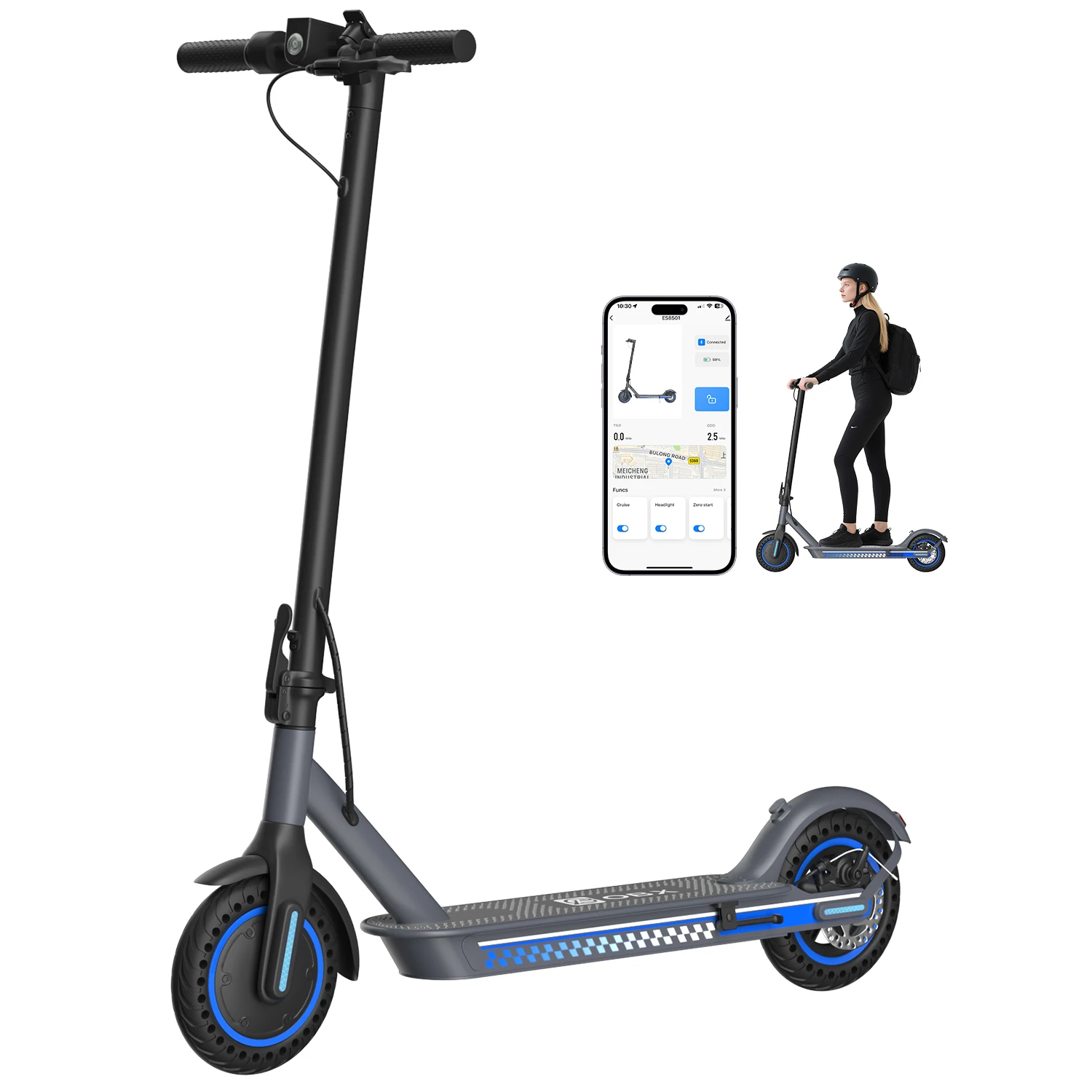 

500W Electric Scooter 8.5'' Tire E-scooter with App Control and Drum Brake