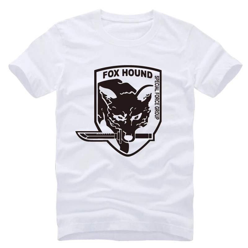 Men Tops Fashion Short Sleeve Cotton T-shirt Tee Camisetas Hombre men tee shirt New Metal Gear Solid MGS Fox Hound T Shirt funny