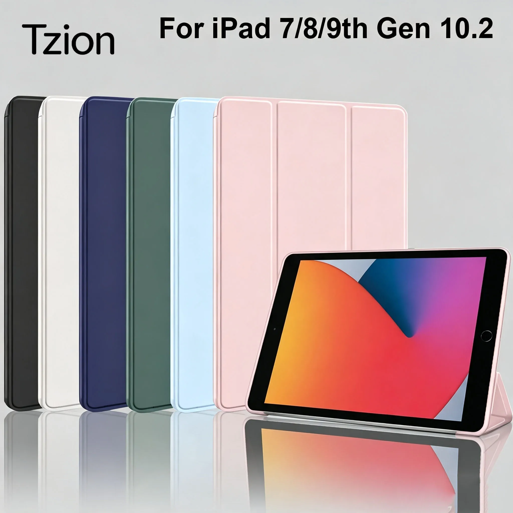 Tri-fold Flip Case For iPad 7th 8th 9th Gen 10.2inch 2019 2020 2021, Auto Wake/Sleep Soft Silicone Shell PU Protective Cover