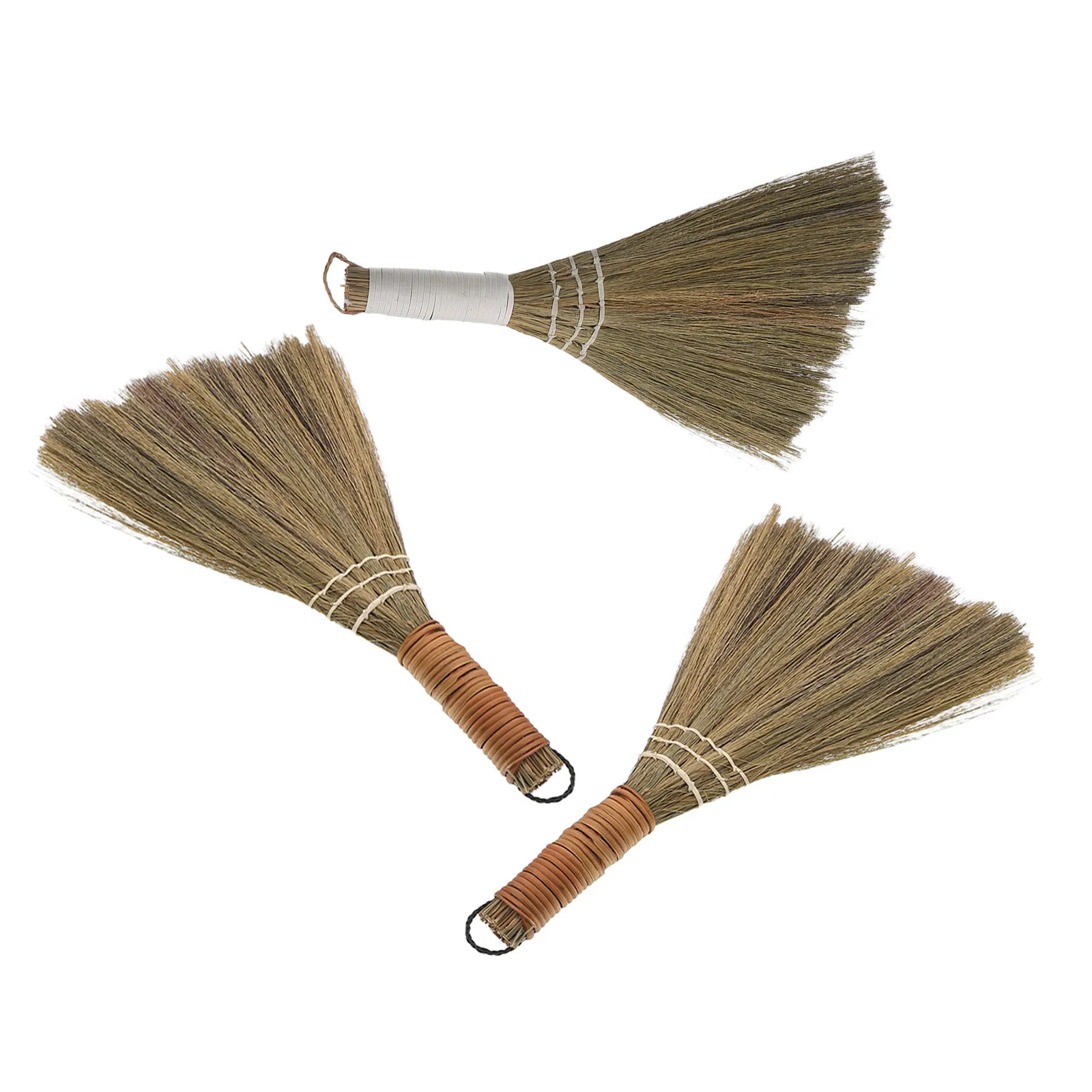 3Pcs Small Handheld Straw Brooms Vietnamese Grass Soft Whisk Brooms Indoor Cleaning Sweeper for Living Room Kitchen Car