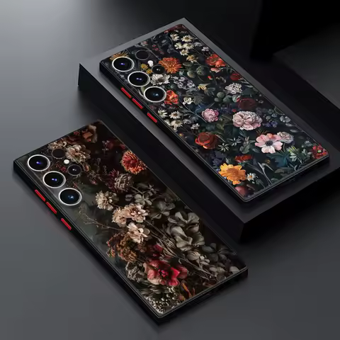 Phone Case for Samsung Galaxy S23 S24 Ultra S22 S21 S20 FE S10 Plus S22Plus Shockproof Matte Cover Small Floral Pattern