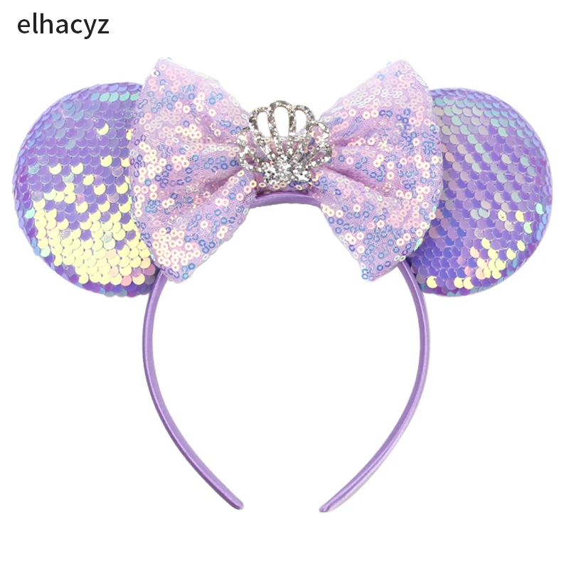 Mausohr-Haarbänder für Mädchen, 5 Zoll große Haarschleifen mit Pailletten-Ohren, DIY Kinder-Haaraccessoires, Stirnband, Boutique Mujer