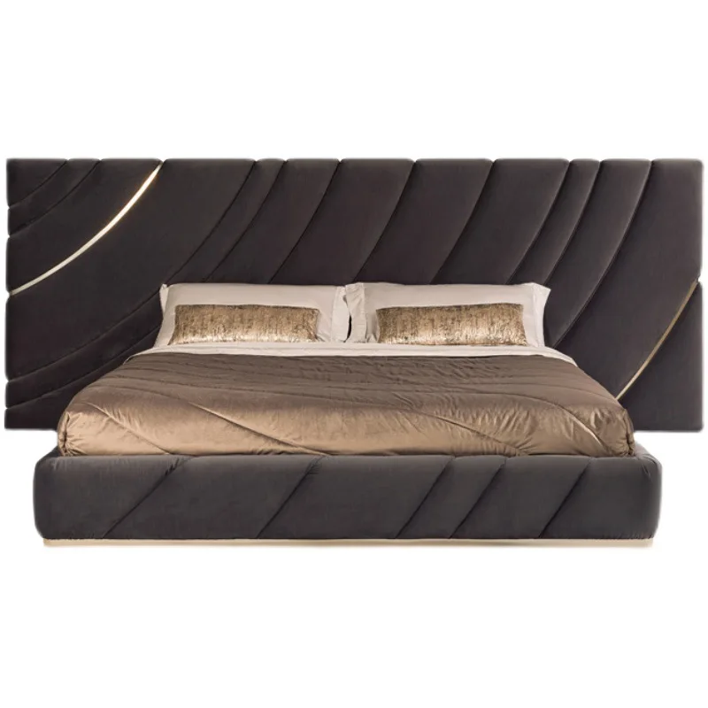 

Designer bed Italian light luxury leather bed Italian villa high-end mansion widened master bedroom bed