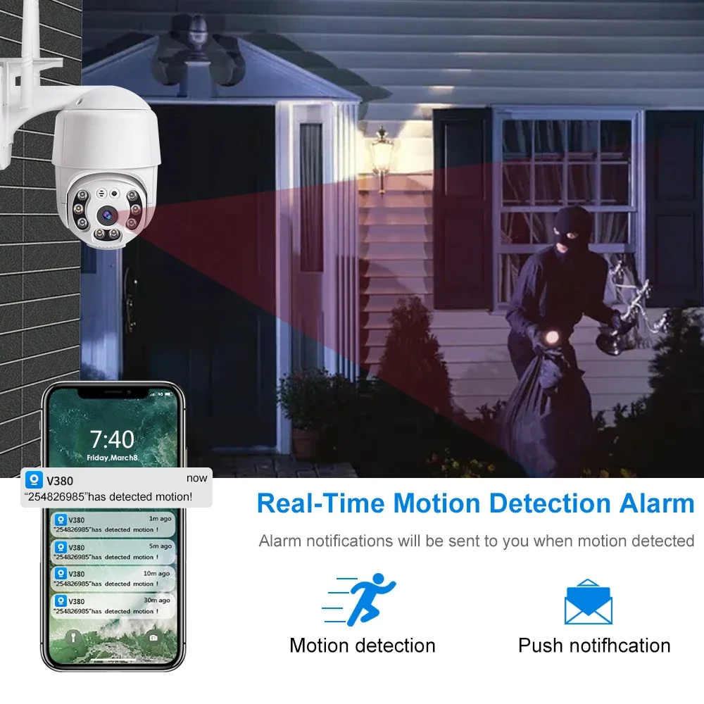 KIShao 4MP Скоростная купольная PTZ-камера с автоматическим отслеживанием Умный дом Открытая беспроводная Wi-Fi камера Монитор наблюдения