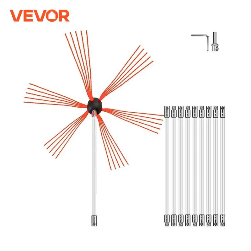 مجموعة تنظيف المداخن VEVOR-Chimney ، مجموعة فرش المداخن ، 10 قضبان مرنة من النايلون ، 33 قدمًا ،