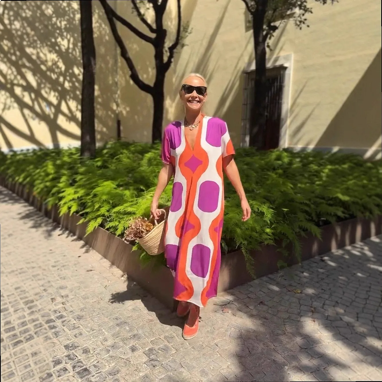 Summer Printed Split Maxi Dress - alternate angle