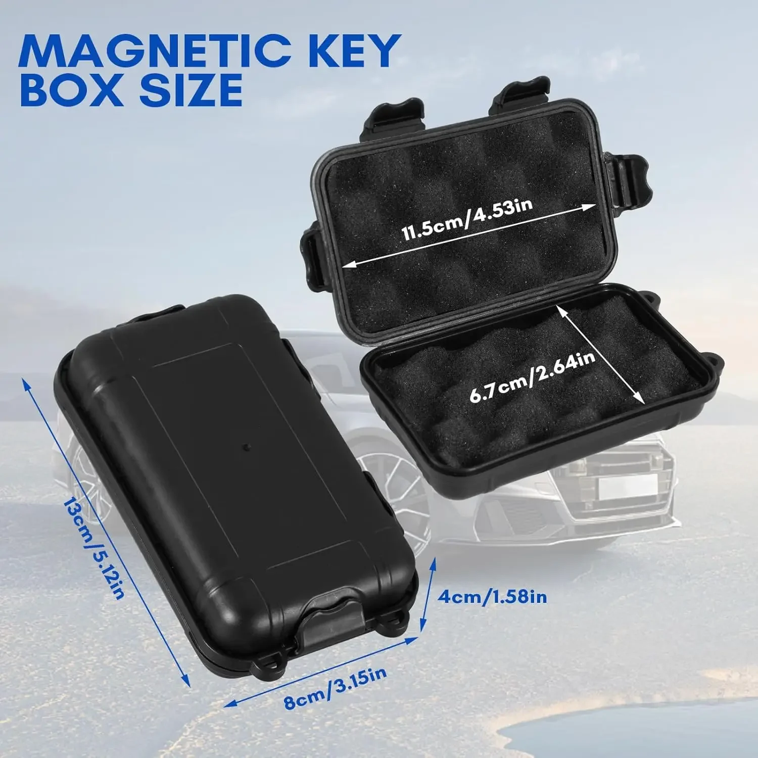 1Pcs Upgraded New Magnetic Key Holder Waterproof Under Car Hide Key Box Rustproof Key Hider Multifunctional Box for Spare Box