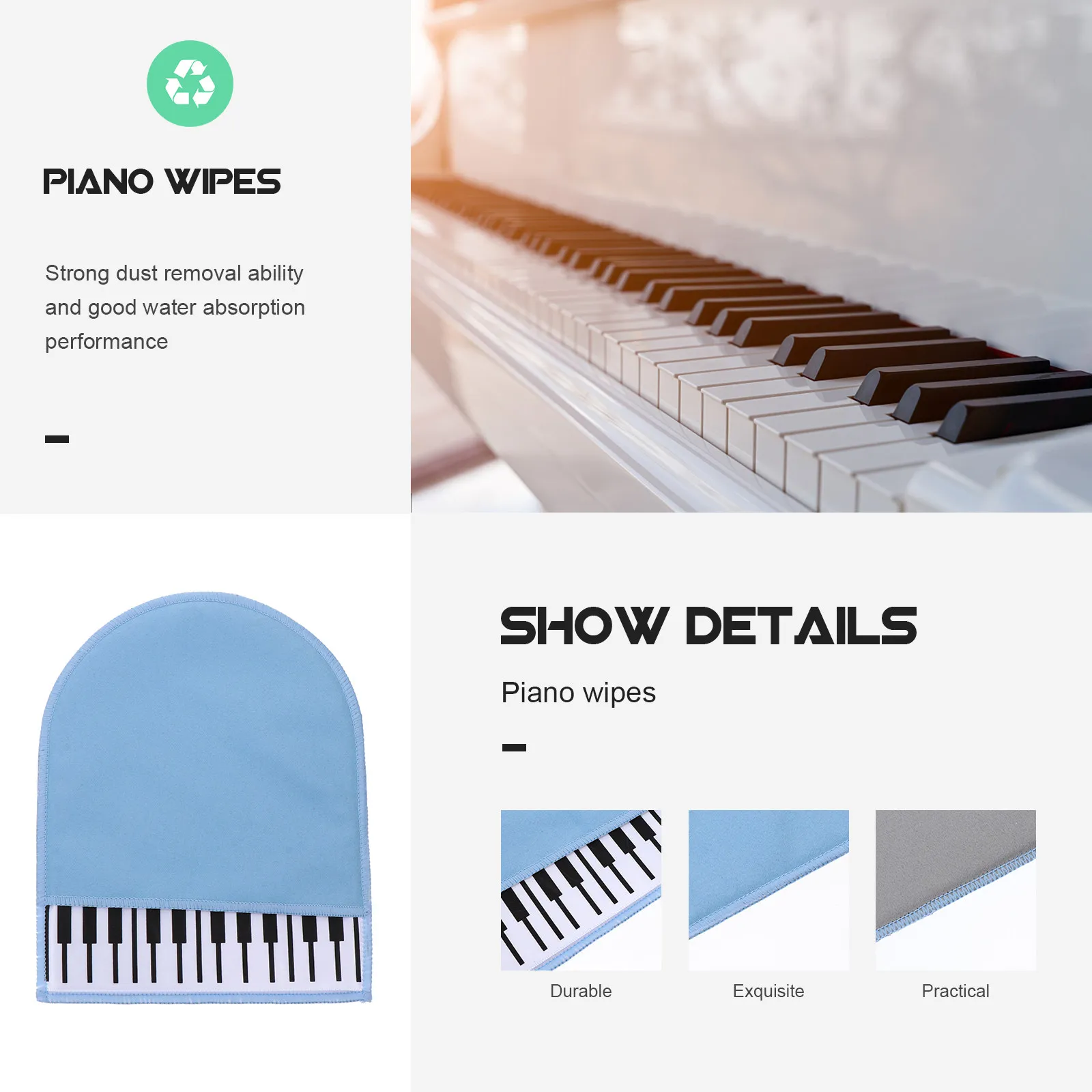 1Pcs Instrument Cleaning Cloth Piano Polishing Cloth Multi-Functional Cleaning Wipe for Guitars Violins Flutes Excellent Water