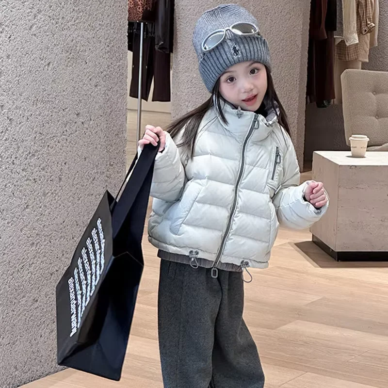 Girls Thick Cotton Padded Jacket Winter New Children's Stand Collar Cropped Warm Coat Kids Fake Two Piece Outerwear