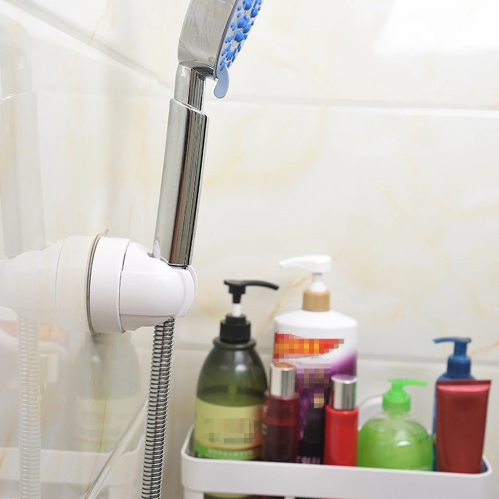 

2pc Shower Head Holder Reusable Adjustable Shower Head Mount Wall Holder Sticker Design for Bathroom Accessories (White)