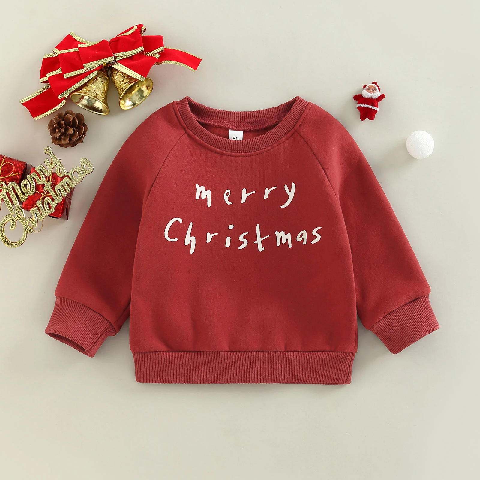 2022-08-17 Lioraitiin Kids Boys Girls Christmas Sweatshirts Letter Print Round Neck Long Sleeve Pullovers Spring Autumn Tops