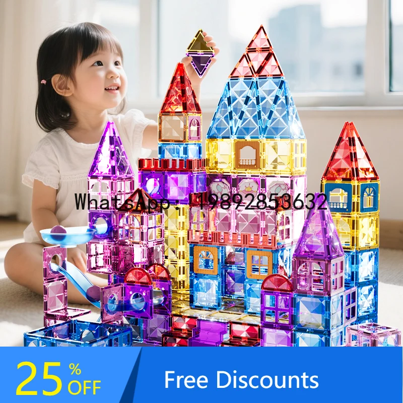 Magnetisch educatief speelgoed voor kinderen Kleurrijke raammontage Bouwstenen Verlichting Magnetische puzzels Kerstcadeau