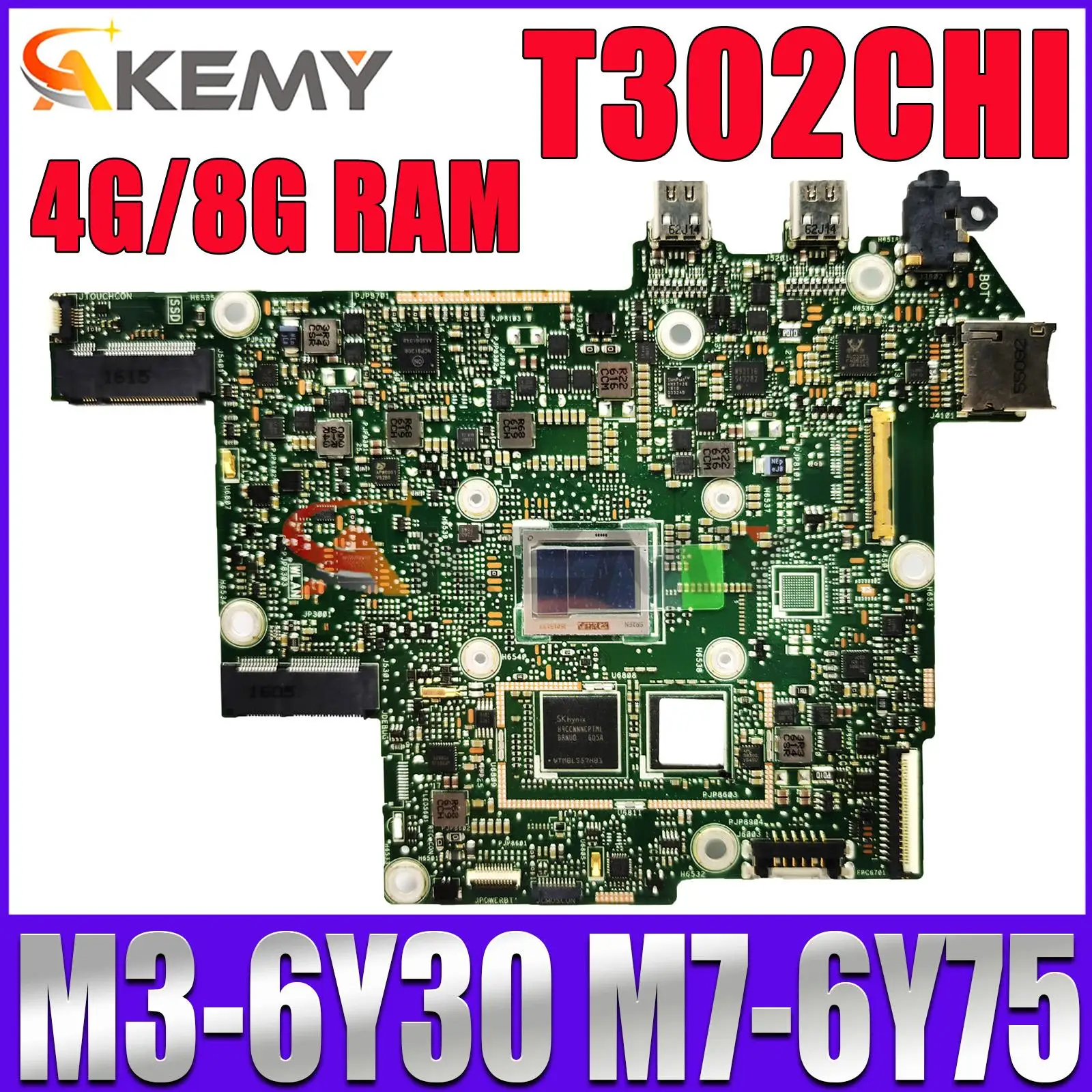 

T302CHI Motherboard with M3-6Y30 M7-6Y75 CPU 4GB/8GB RAM For ASUS Transformer Book T302 T302CH T302C Tablet Mainboard