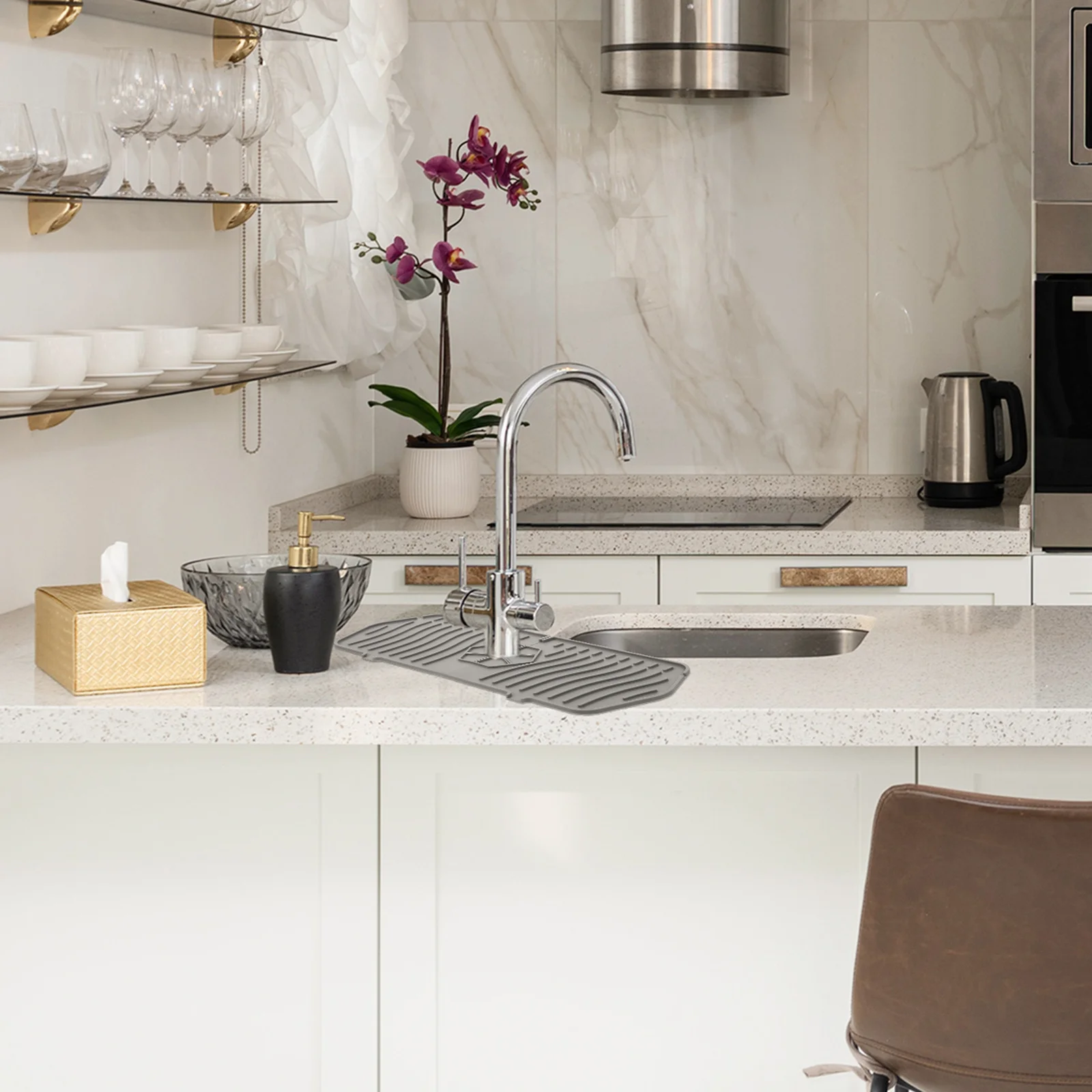 

Faucet Anti-Splash Cushion Reusable Silicone Water Absorbent Pad For Kitchen Bathroom Rv Sink Mat Kitchen Sink Splashing