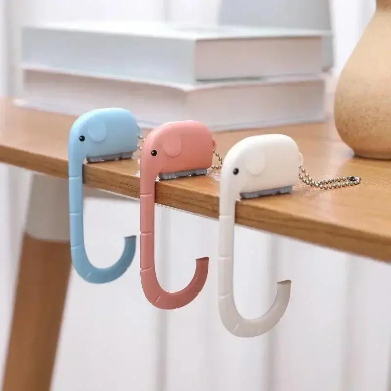 Portable Bag Hook Hanger Cute Elephant Table Hook Purse Handbag Travel Bag Organizer Holder Office Decor Plastic Desk Side Hook