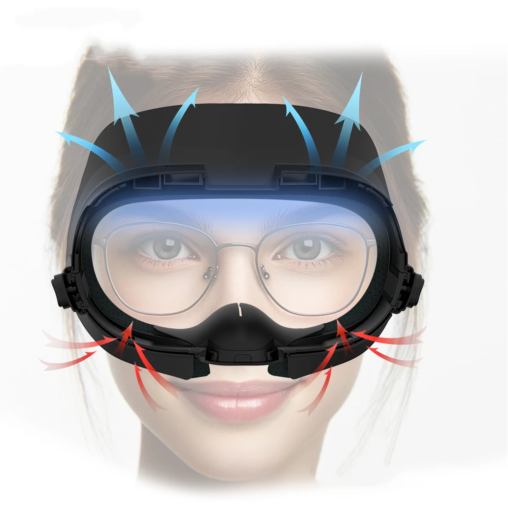 

6 in 1 Facial Interface Bracket Face Cushion Cover PU & Ice Silk Foam Face Cushion Anti-Leakage Nose Pad for Meta/Oculus Quest 3