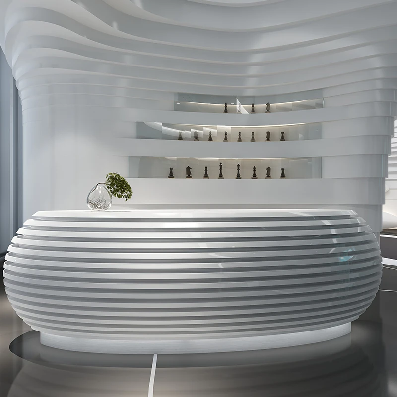 

Customized.Luxury Round White Office Reception Desk Modern Hotel Salon Furniture Reception Desk for Hospital
