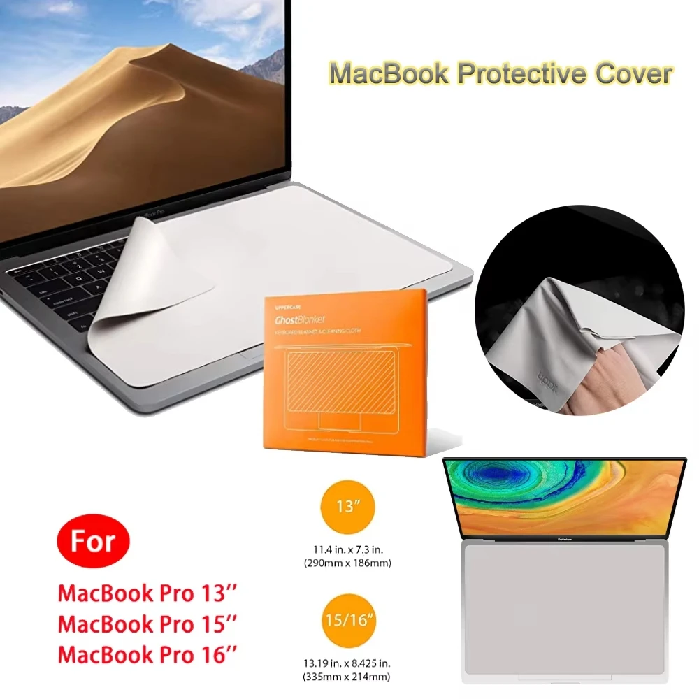 

for MacBook Pro 13/15/16 Inch Microfiber Dustproof Laptop Screen Cleaning Cloth Protective Notebook Palm Keyboard Blanket Cover