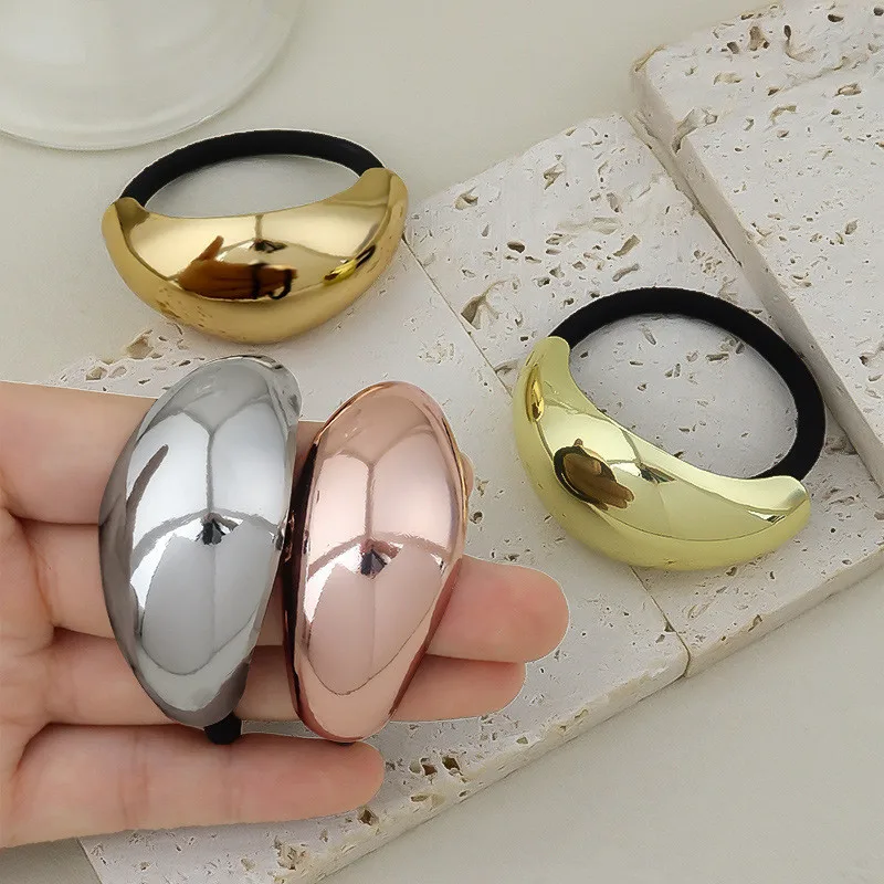 Metal Alloy Open Elastic Hair Rope Buckle Retro Punk Hair Cuff Women Ponytail Holder Round Hair Ring Girls Accessories