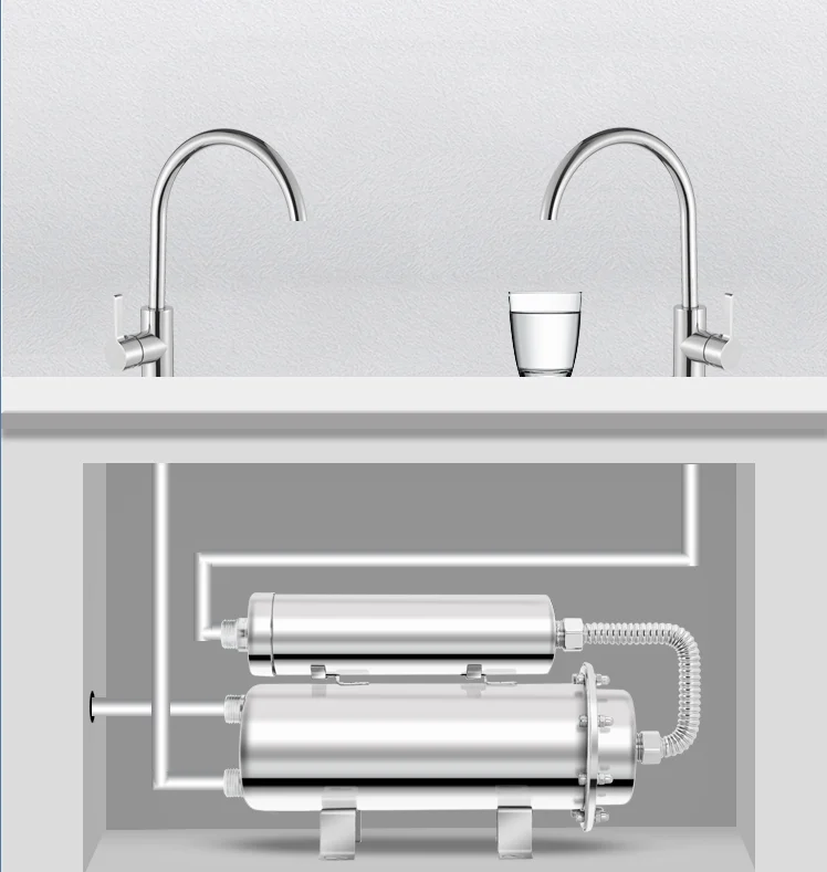 Ultrafiltration Water Purifier Purification Activated Carbon Double Layer Filter 0.01 Micron Stainless Steel Household